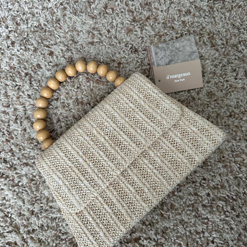 Textured Cream and Tan Wristlet with Natural Accents